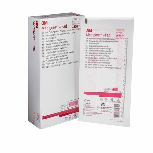 3M Medipore Adhesive Dressing 3-1/2 X 8 Inch Soft Cloth Rectangle White Sterile, 25PK 3570 - main